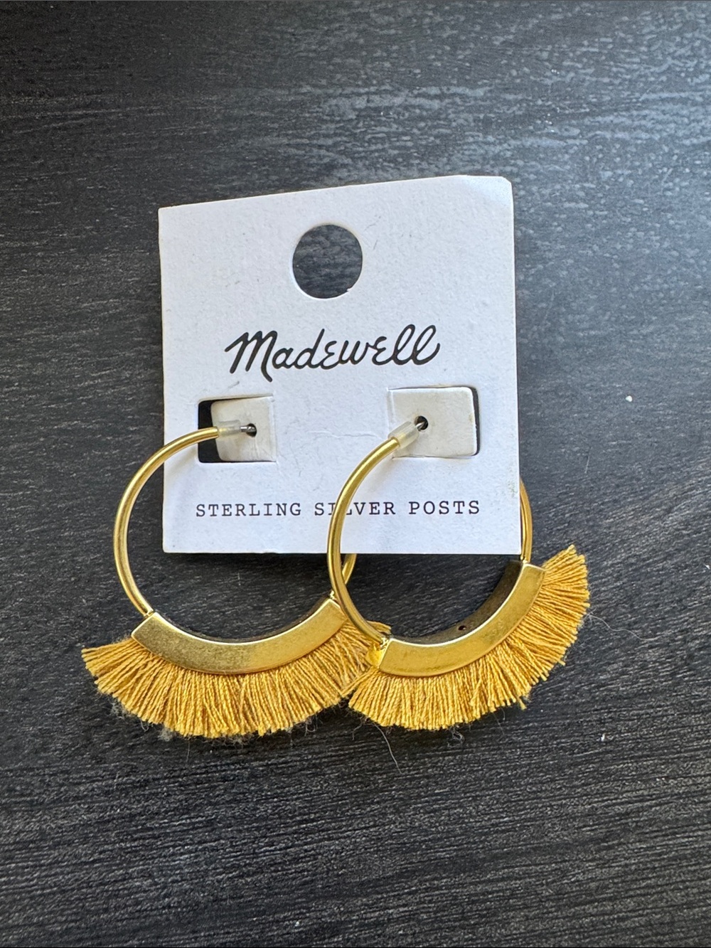 Madewell Gold Hoop Earrings with Yellow Fringe
